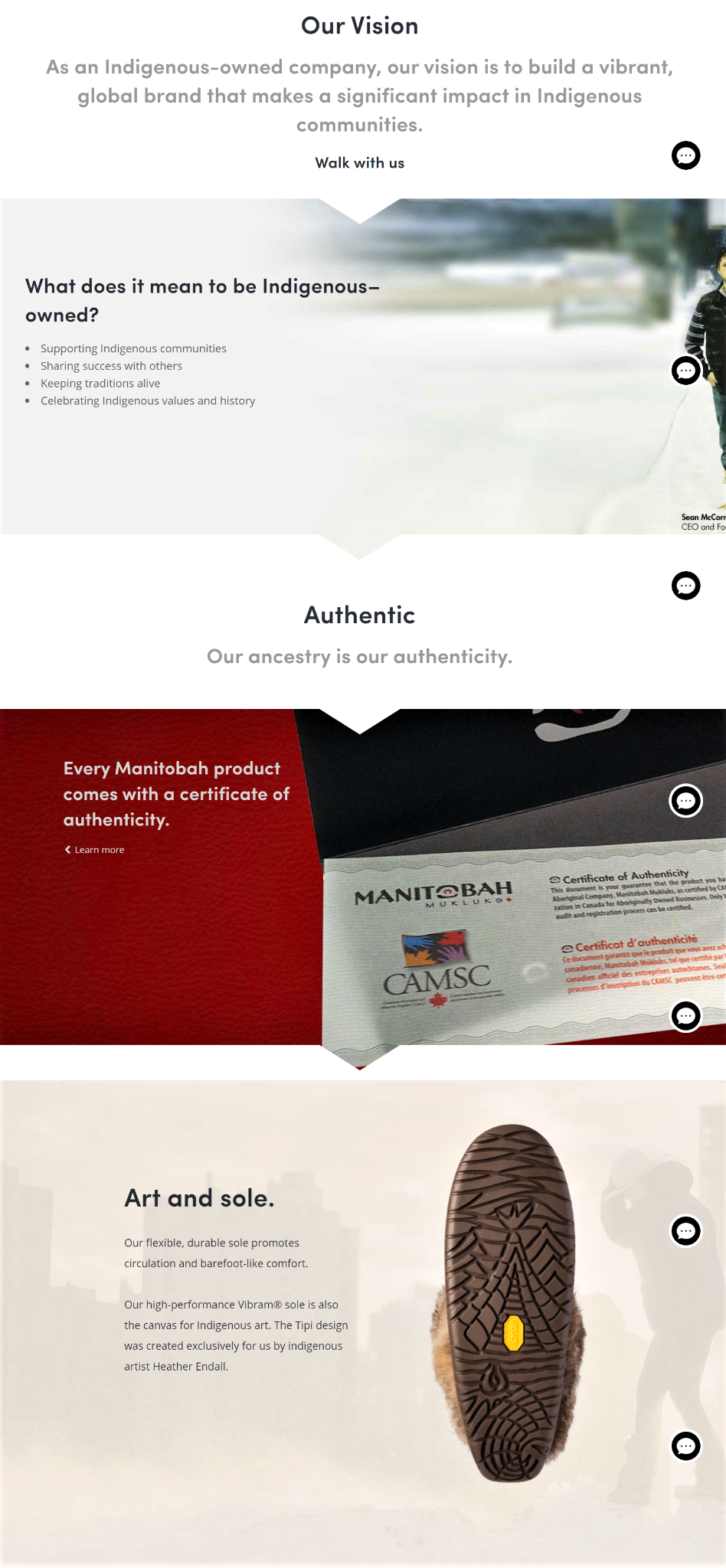 Authentic product page design example from Manitobah
