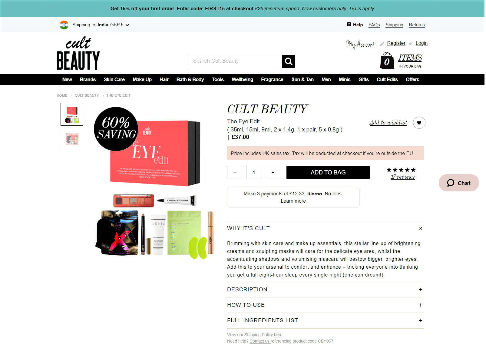 Cult Beauty practices transparency on their product page