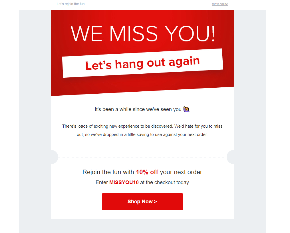 example of email personalization by Virgin