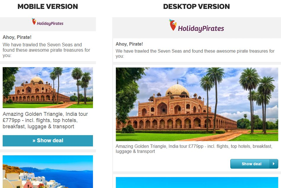 example of email personalization by Travel Pirates