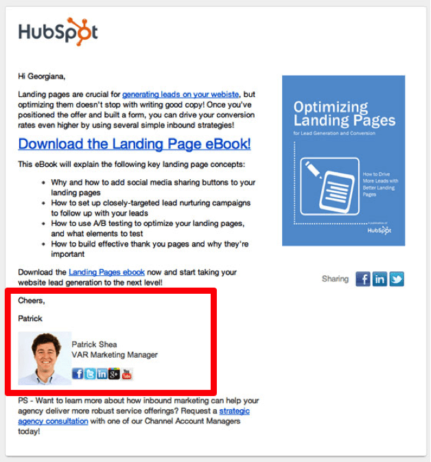 example of email personalization by HubSpot