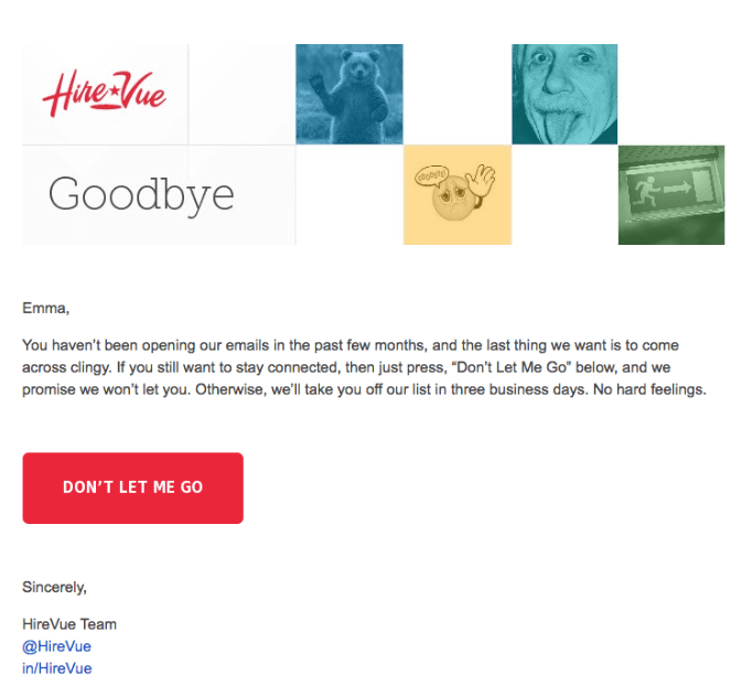 example of email personalization by HireVue