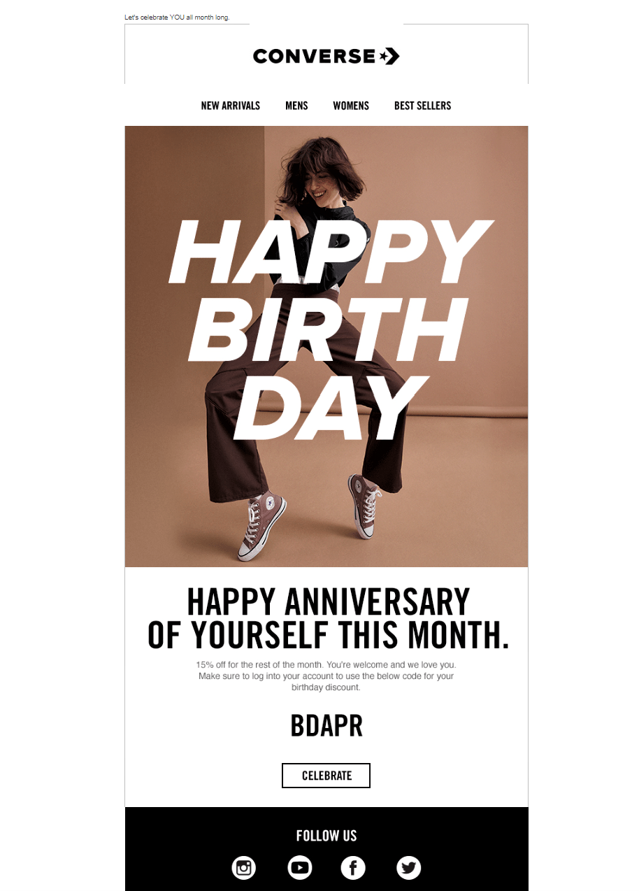 example of email personalization by Converse