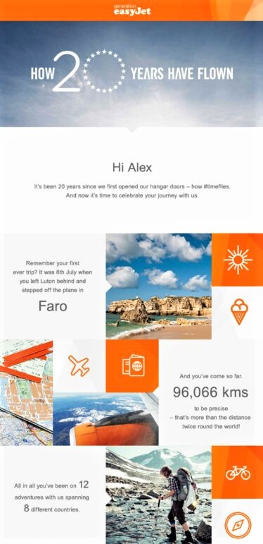 example of email personalization by easyJet