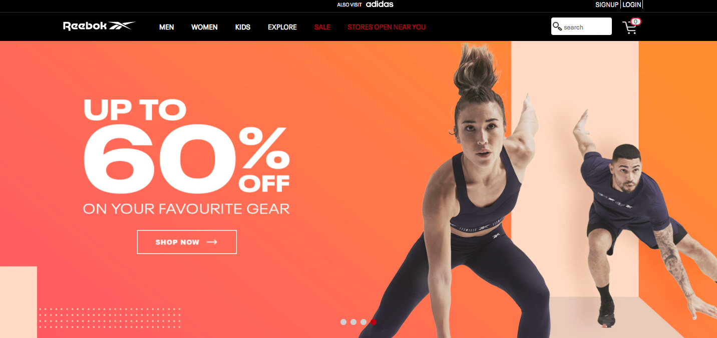 Example of a visual carousel banner from Reebok