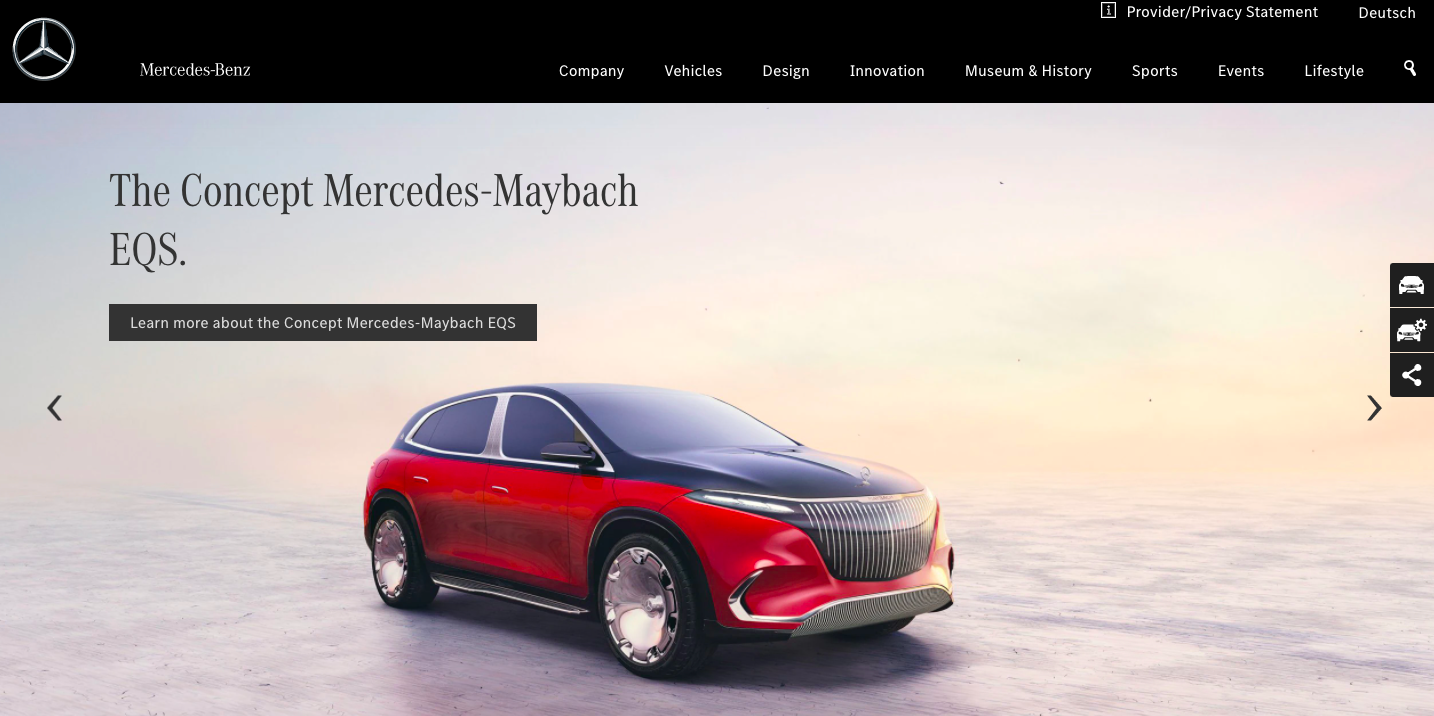 Example of how to use a carousel banner the right way by Mercedes Benz