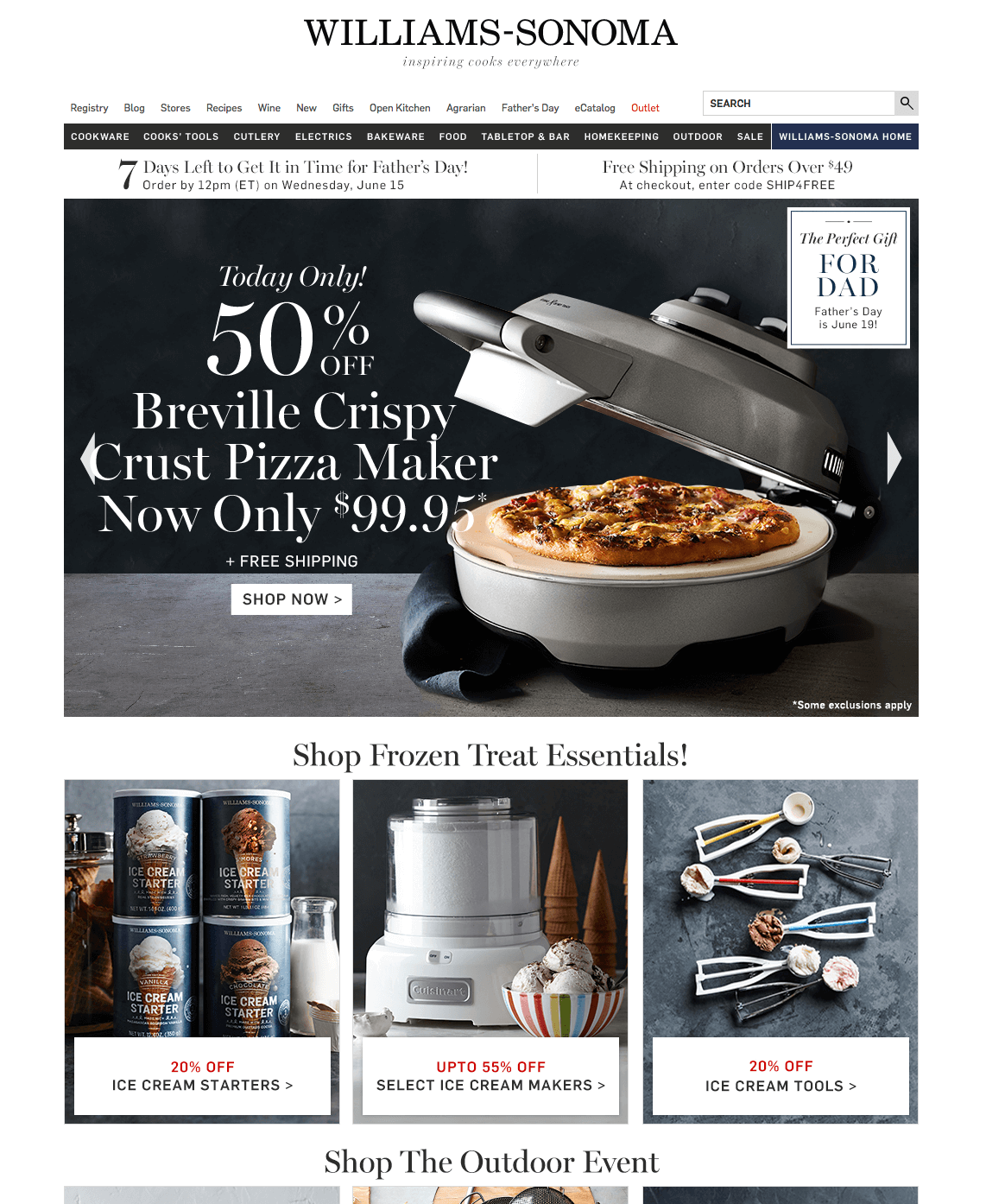 Example of cluttered text on carousel images by Williams-Sonoma