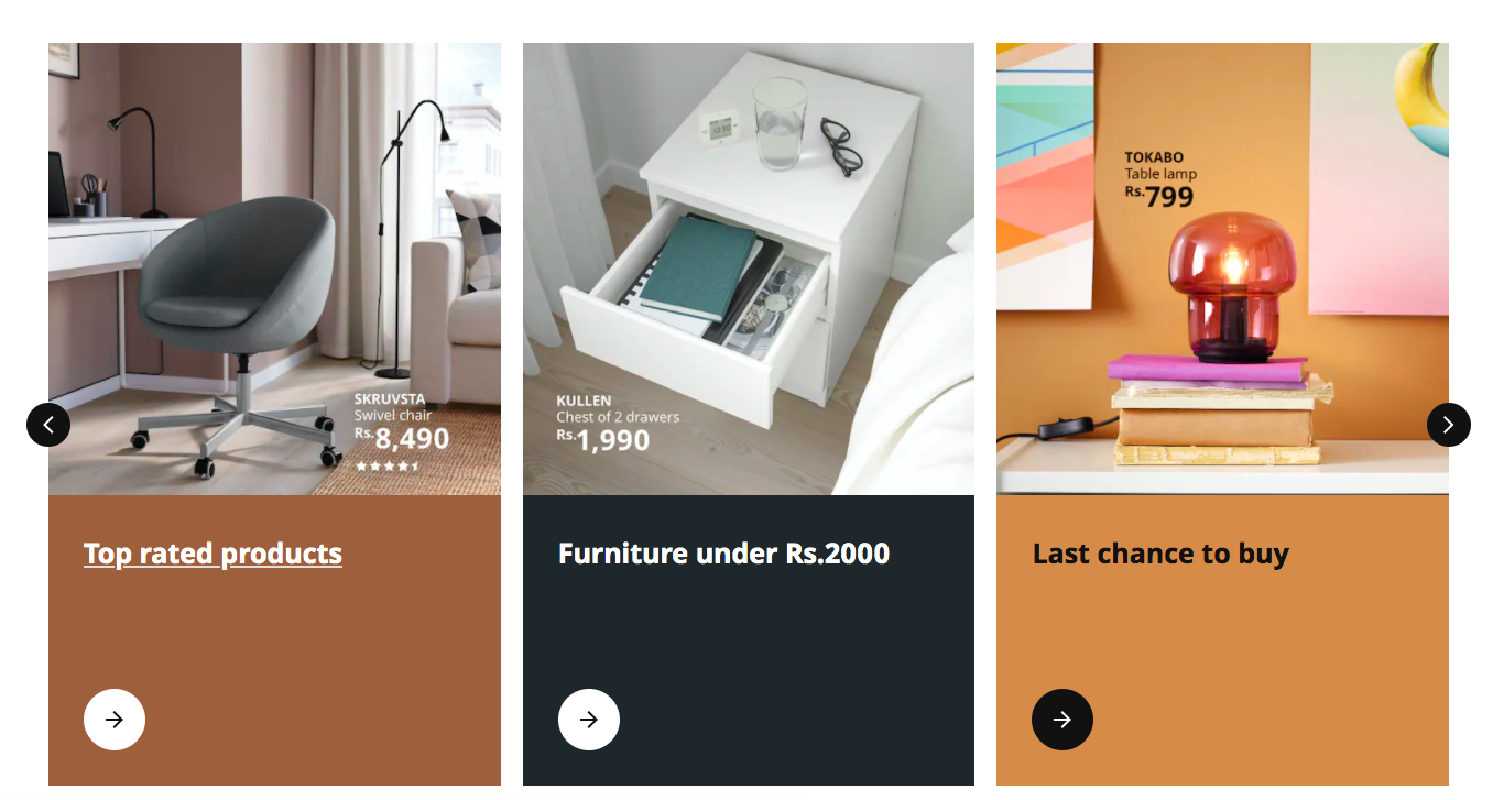 Example of large scroll buttons by Ikea