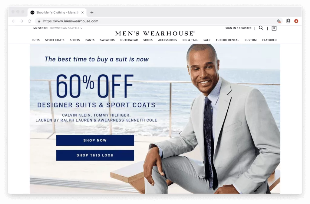 Example of promoting offers on the homepage instead of carousel banners