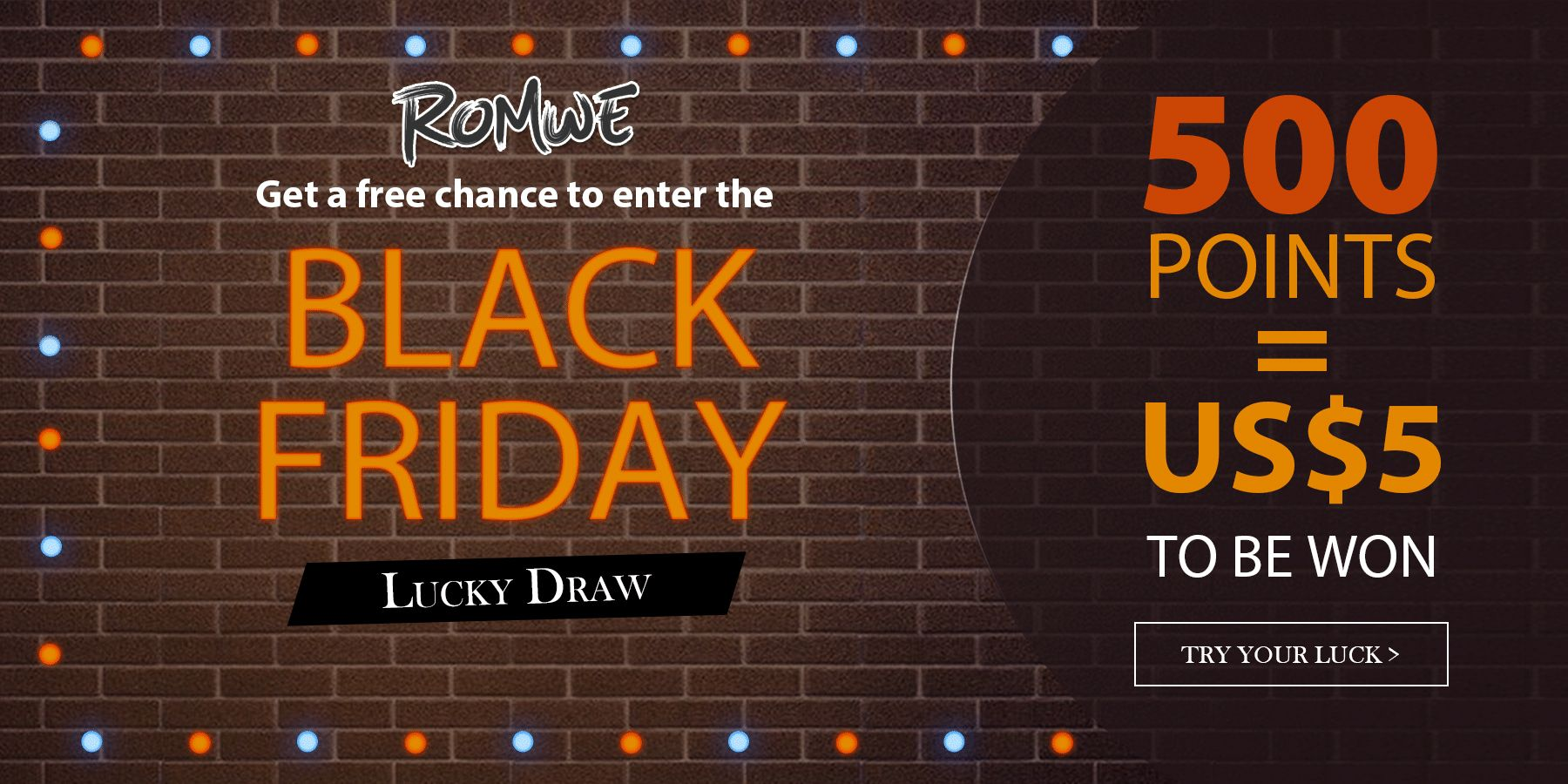 Example of lucky draw for Black Friday by Romwe