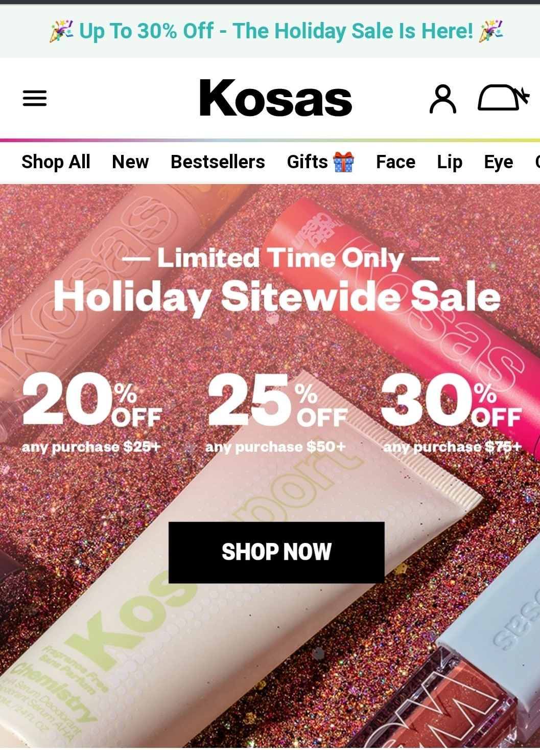 Example of conditional discounts for Black Friday by Kosas