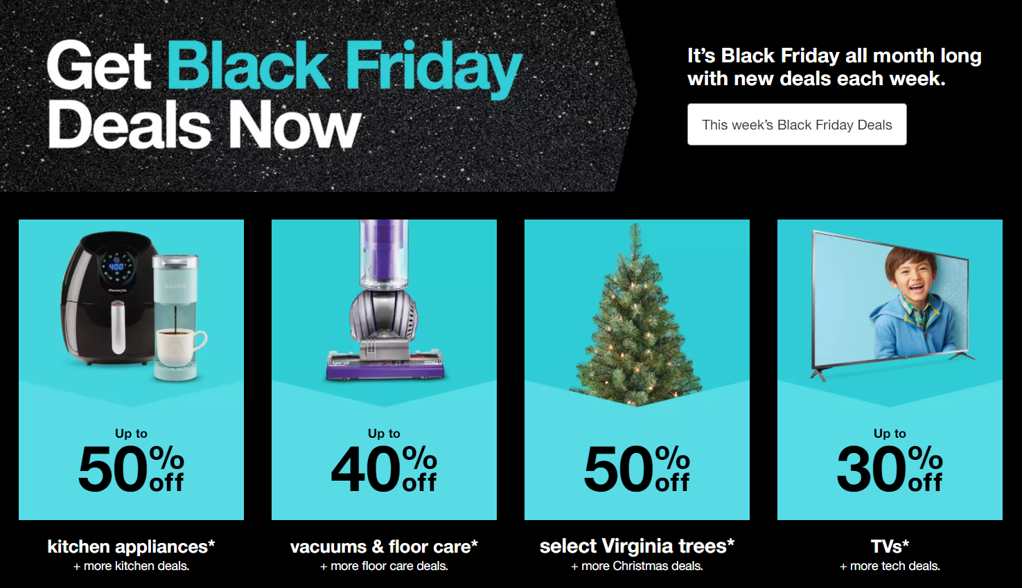 Example of category-specific offers for Black Friday by Target