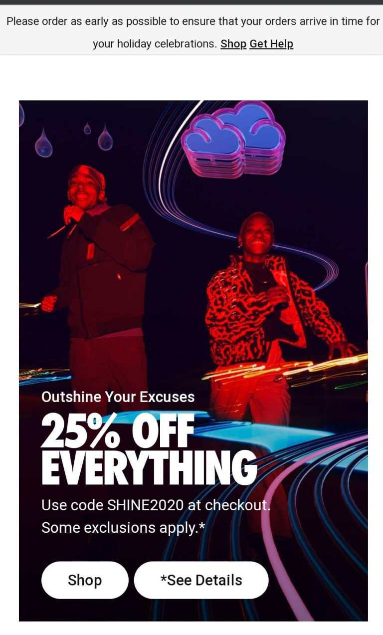 Example of checkout coupon for Black Friday by Nike