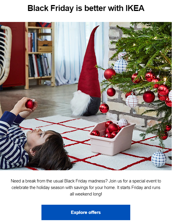 holiday marketing email example from IKEA