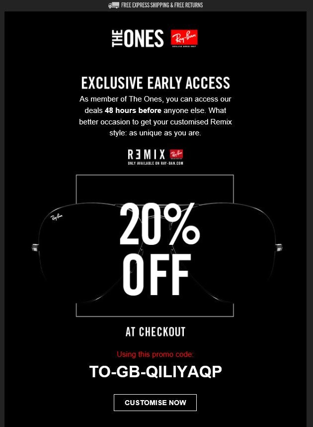Black Friday email marketing by RayBan