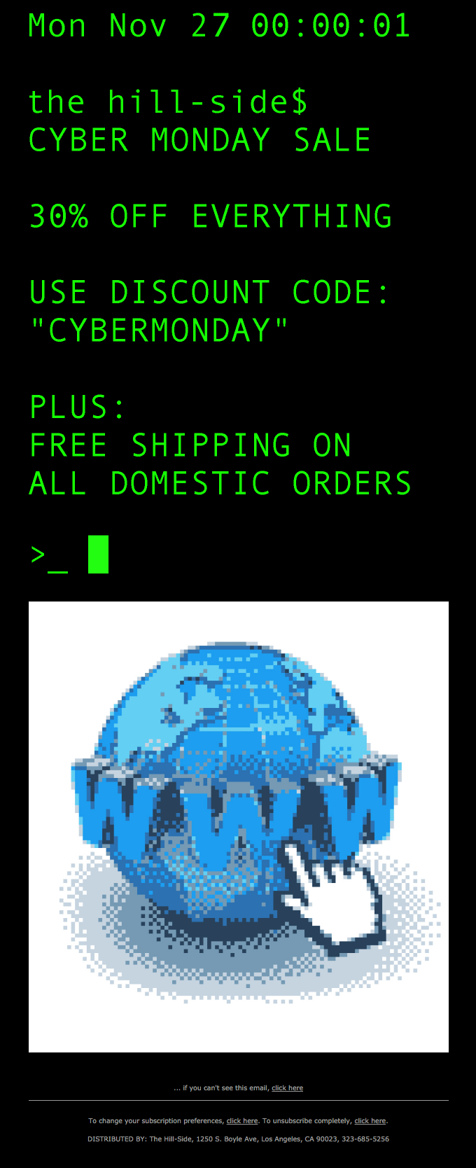 Black Friday email marketing by The Hill-Side