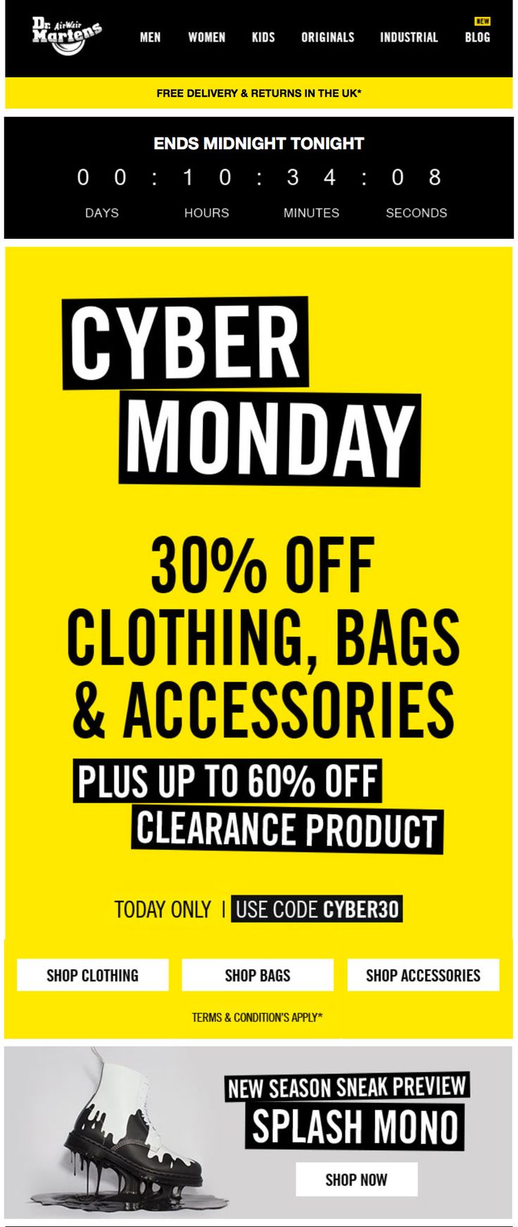 Black Friday email marketing by Dr. Martens
