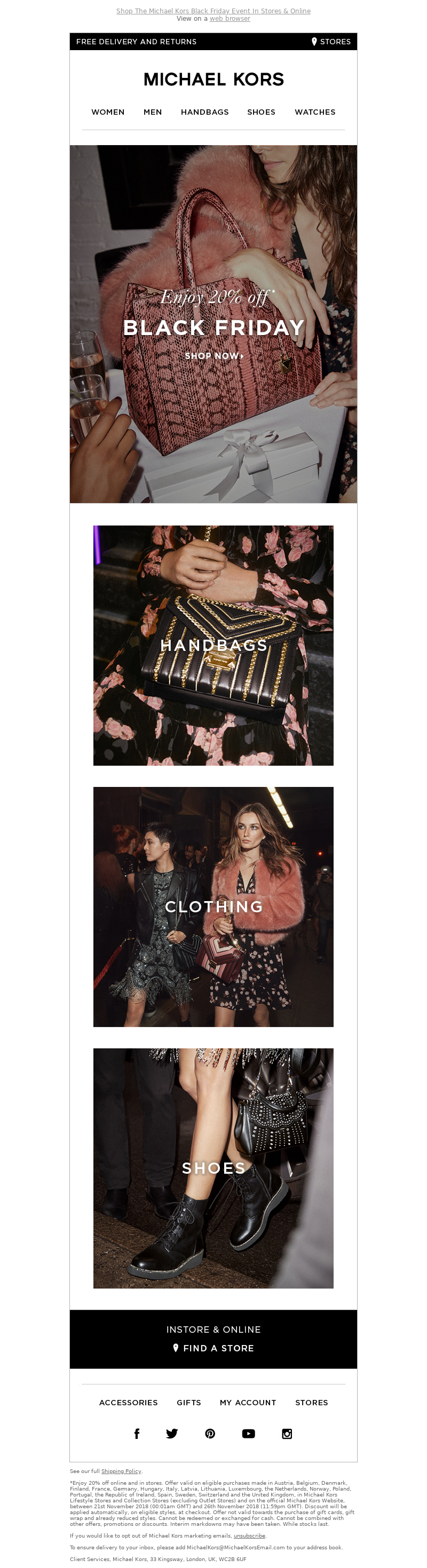 Black Friday email marketing by Michael Kors