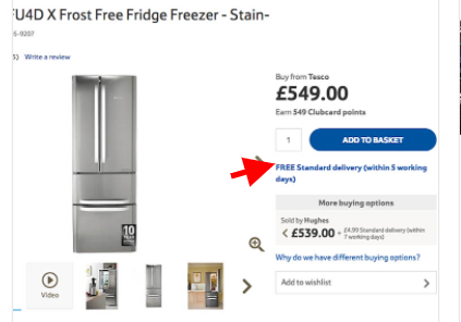 Example of adding free shipping near to CTA for better product page UX