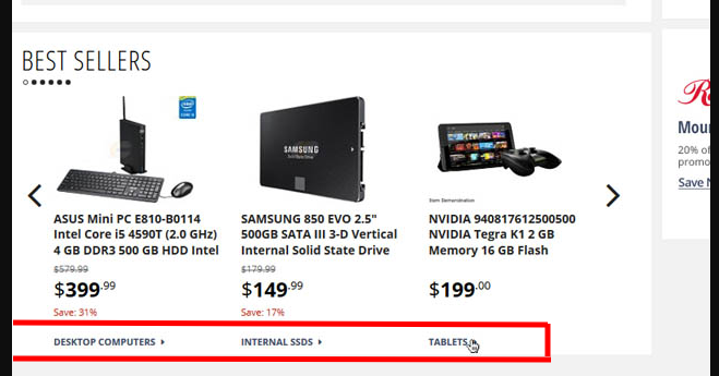 Example of linking to product category pages to improve UX