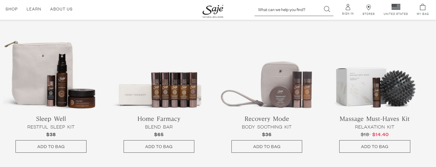product display idea from Saje