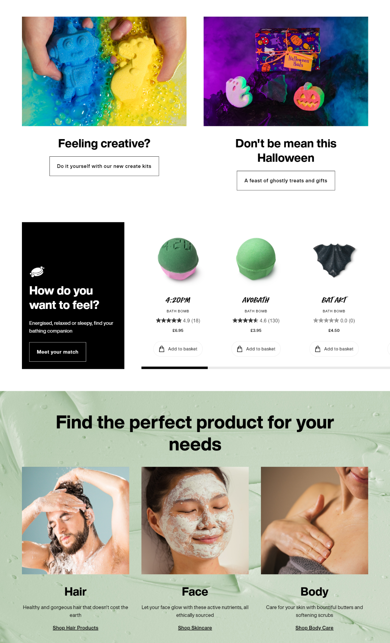 how to display products: example from Lush