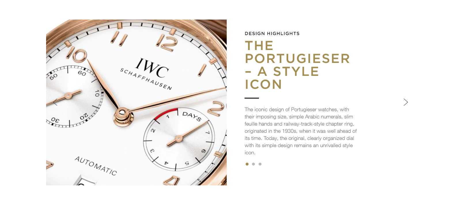 how to display products: example from IWC