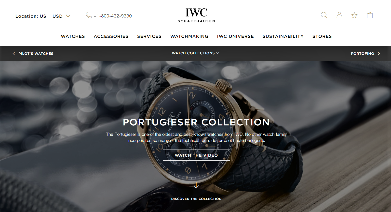 how to display products: example from IWC