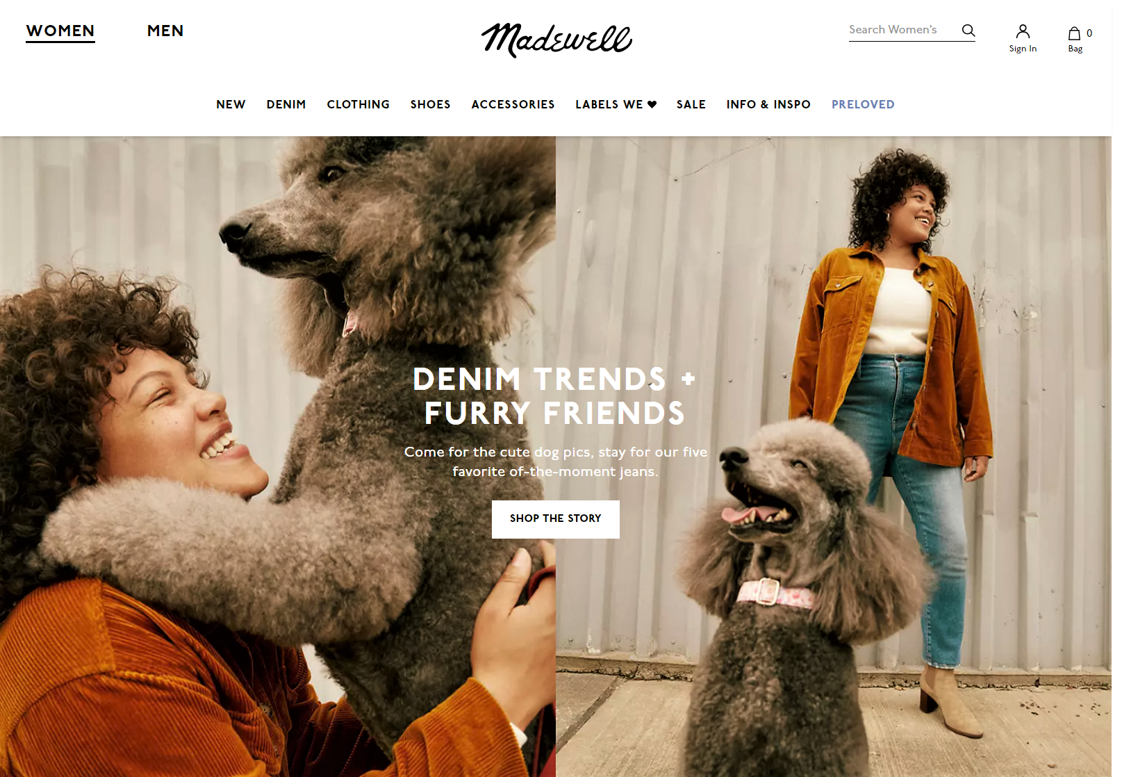 how Madewell displays products online