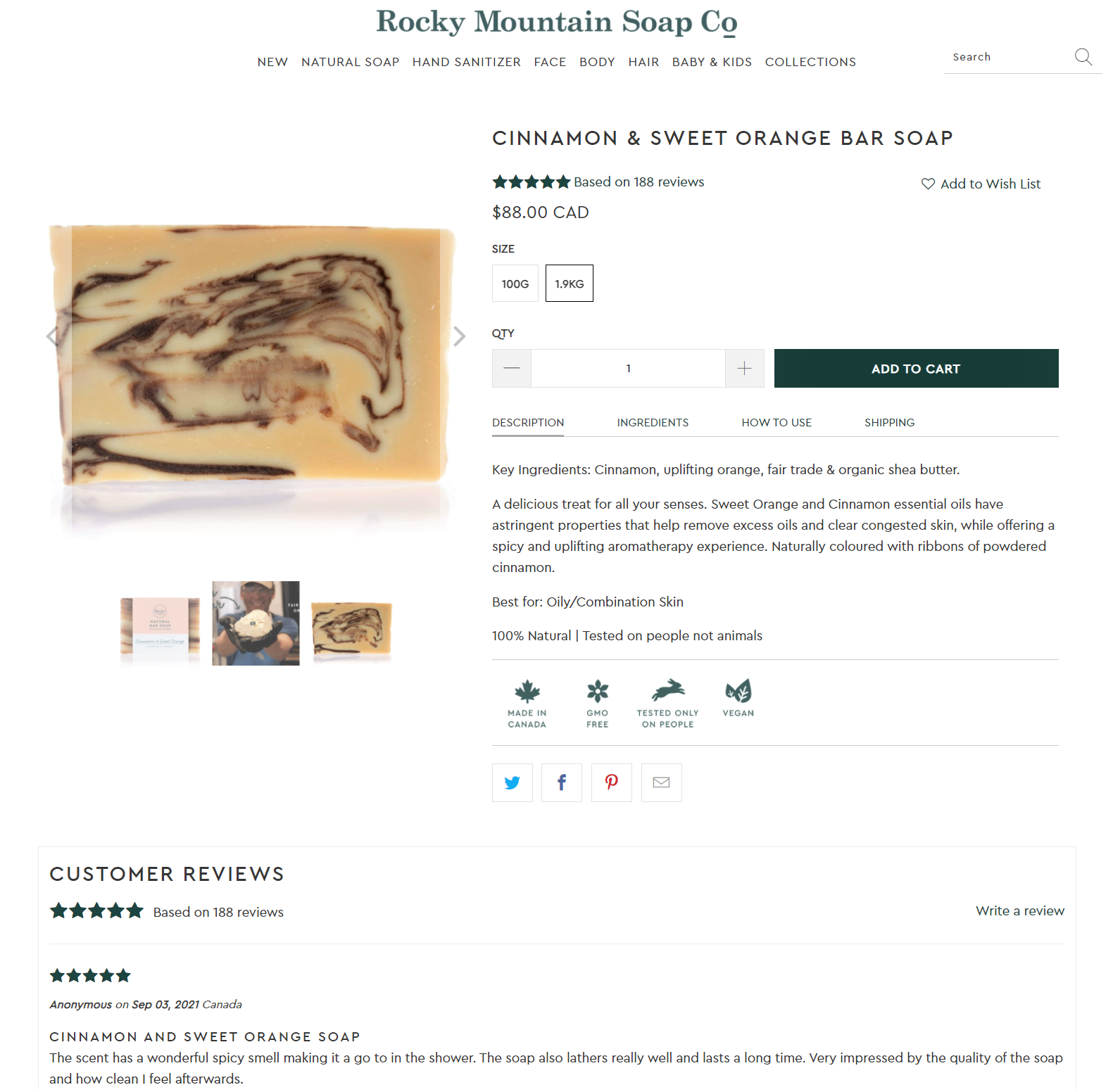 product display example by Rocky Mountain Soap Co