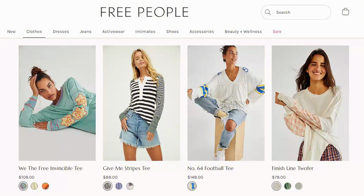 product display example from Free People
