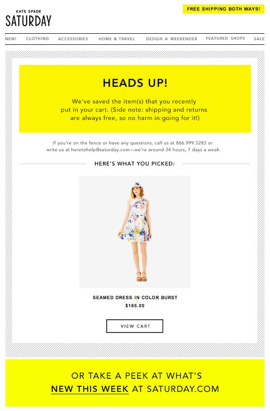 Example of behavioral targeting through cart recovery emails
