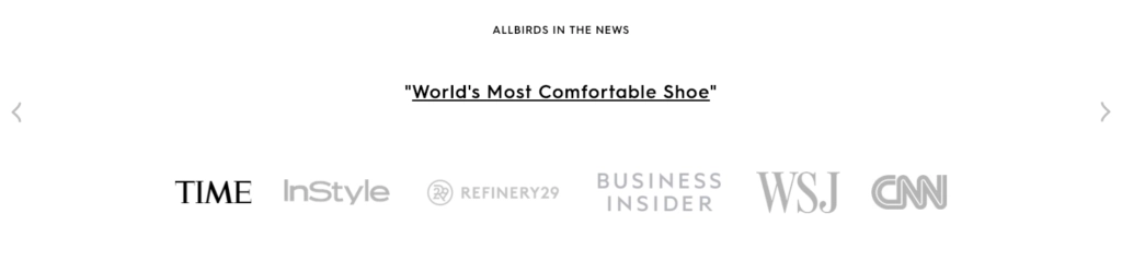 Example of social proof through endorsements