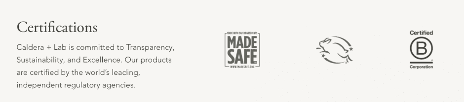 Example of social proof by Caldera + Lab