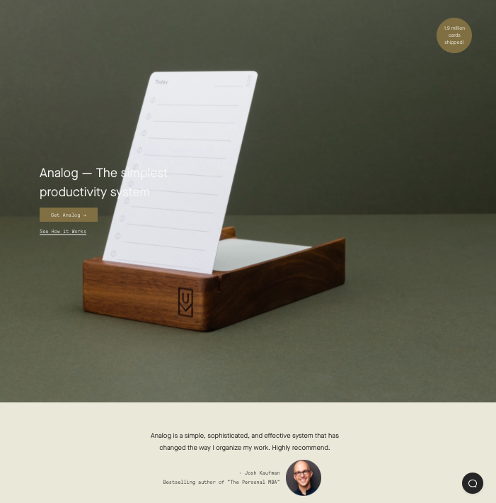 Example of social proof by Ugmonk