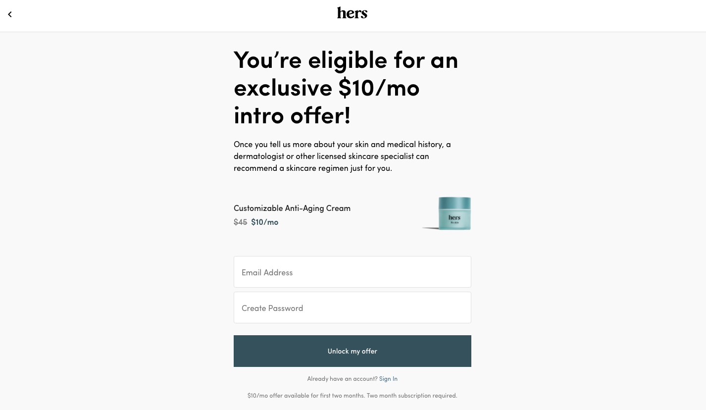 Example of long-lasting offers as lead magnets