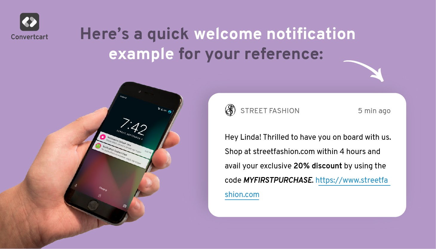 Welcome notification example