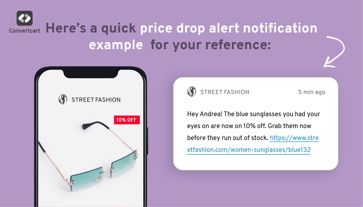 Price drop alert notification example