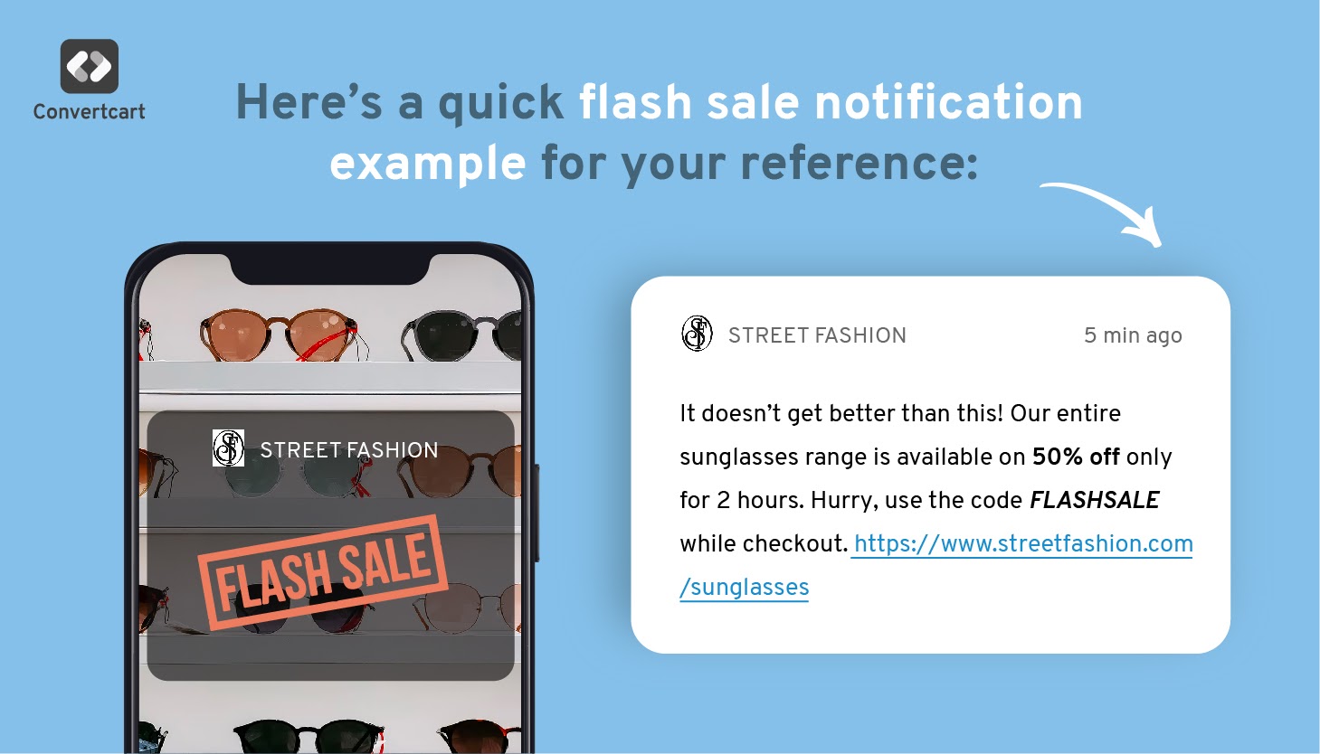 Flash sale notification example
