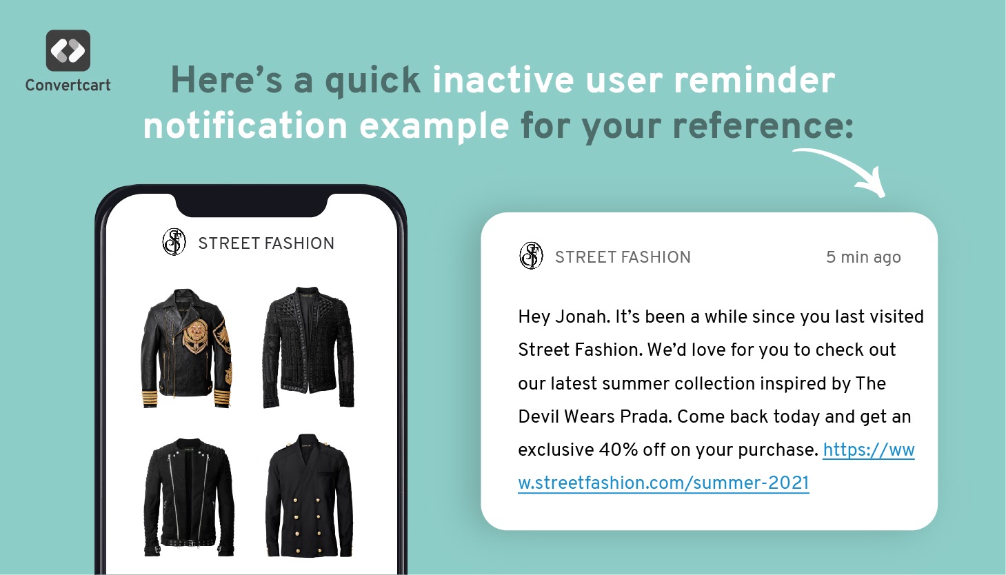 Inactive user reminder notification example