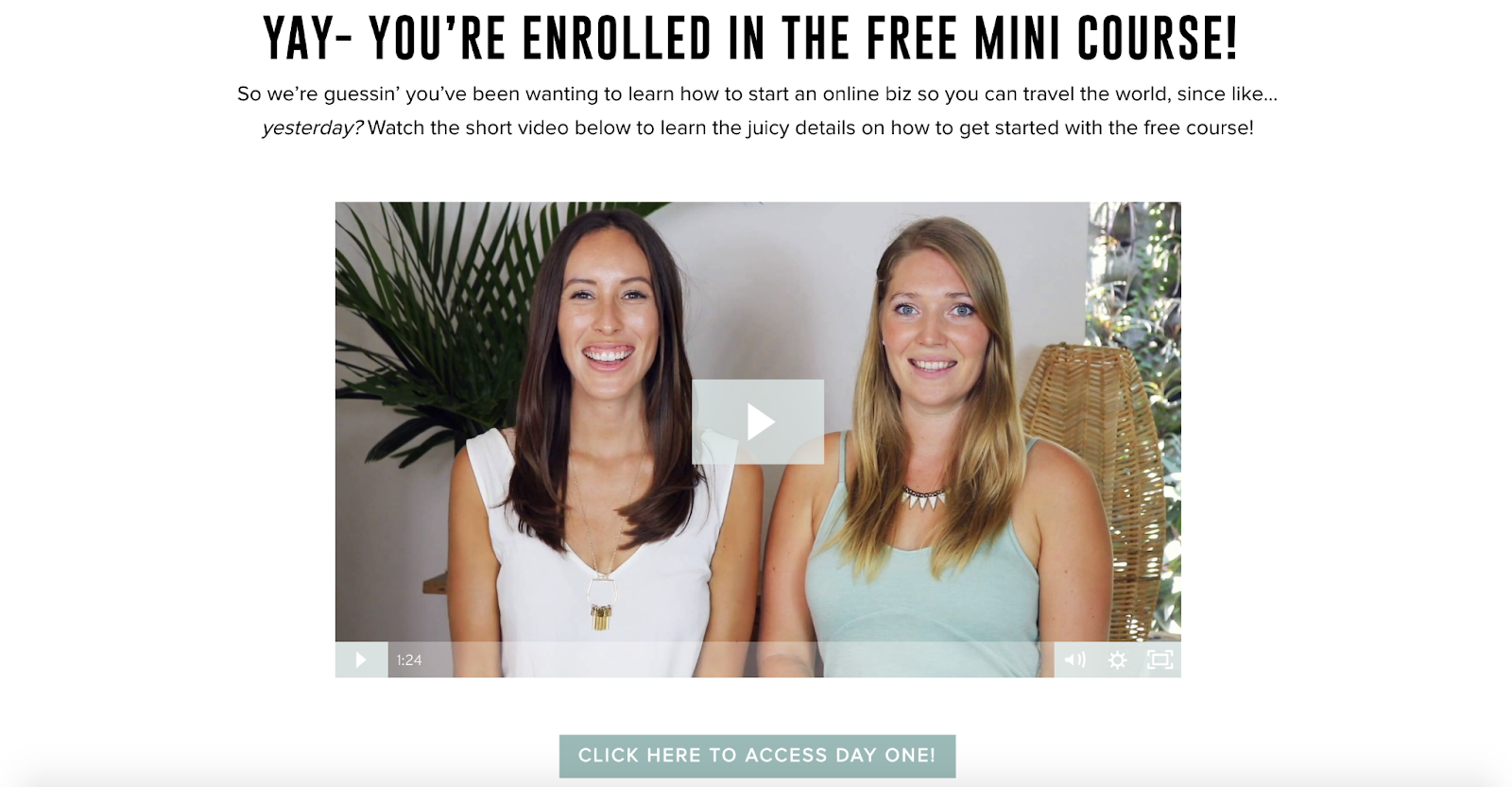 Example of using videos on thank you page