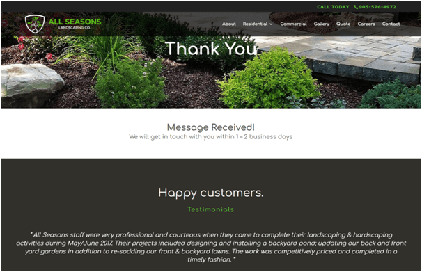 Example of social proof on thank you page