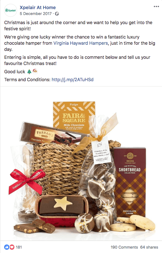 Example of Christmas giveaway
