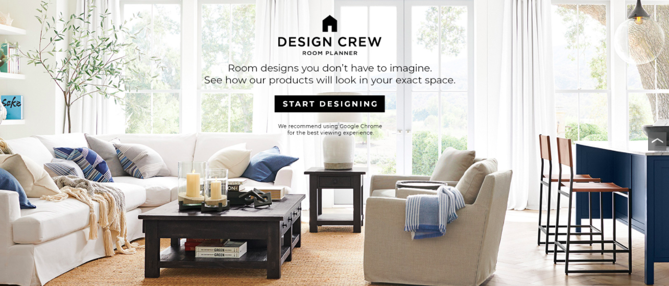 Example of AR experience on furniture store websites