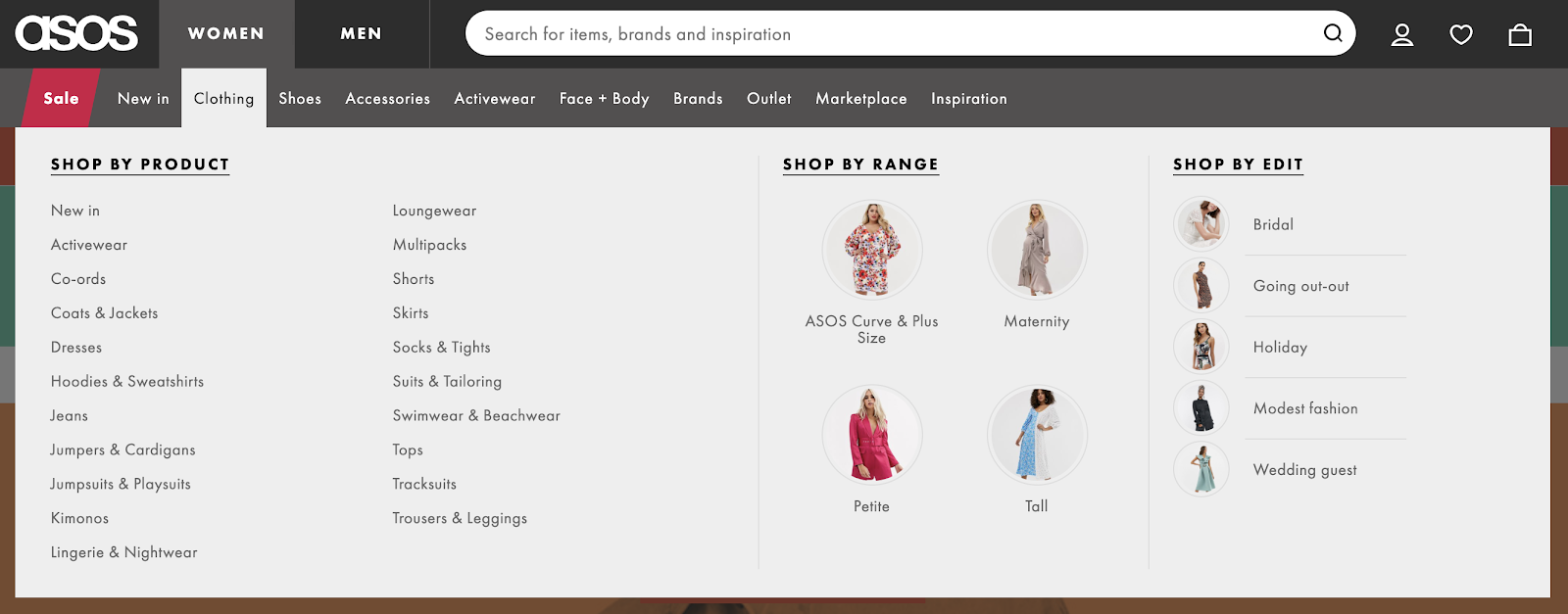 Reducing choice paralysis through categories by ASOS