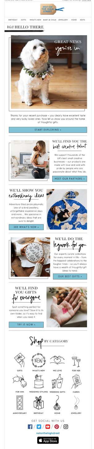 Not on the High Street’s sales follow-up email