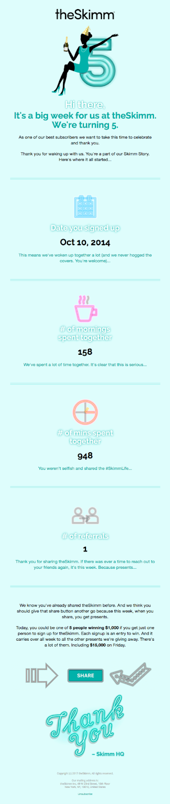 TheSkimm’s celebratory email