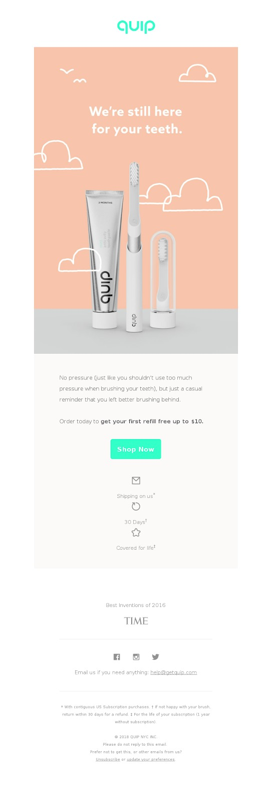 Quip’s email for dormant customers
