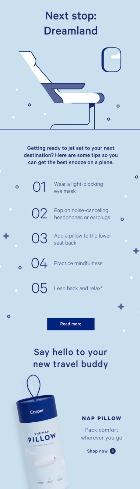 Example of lead nurturing email from Casper
