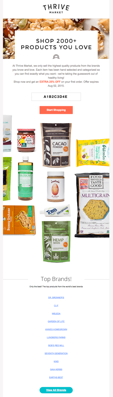 Example of lead nurturing email from Thrive